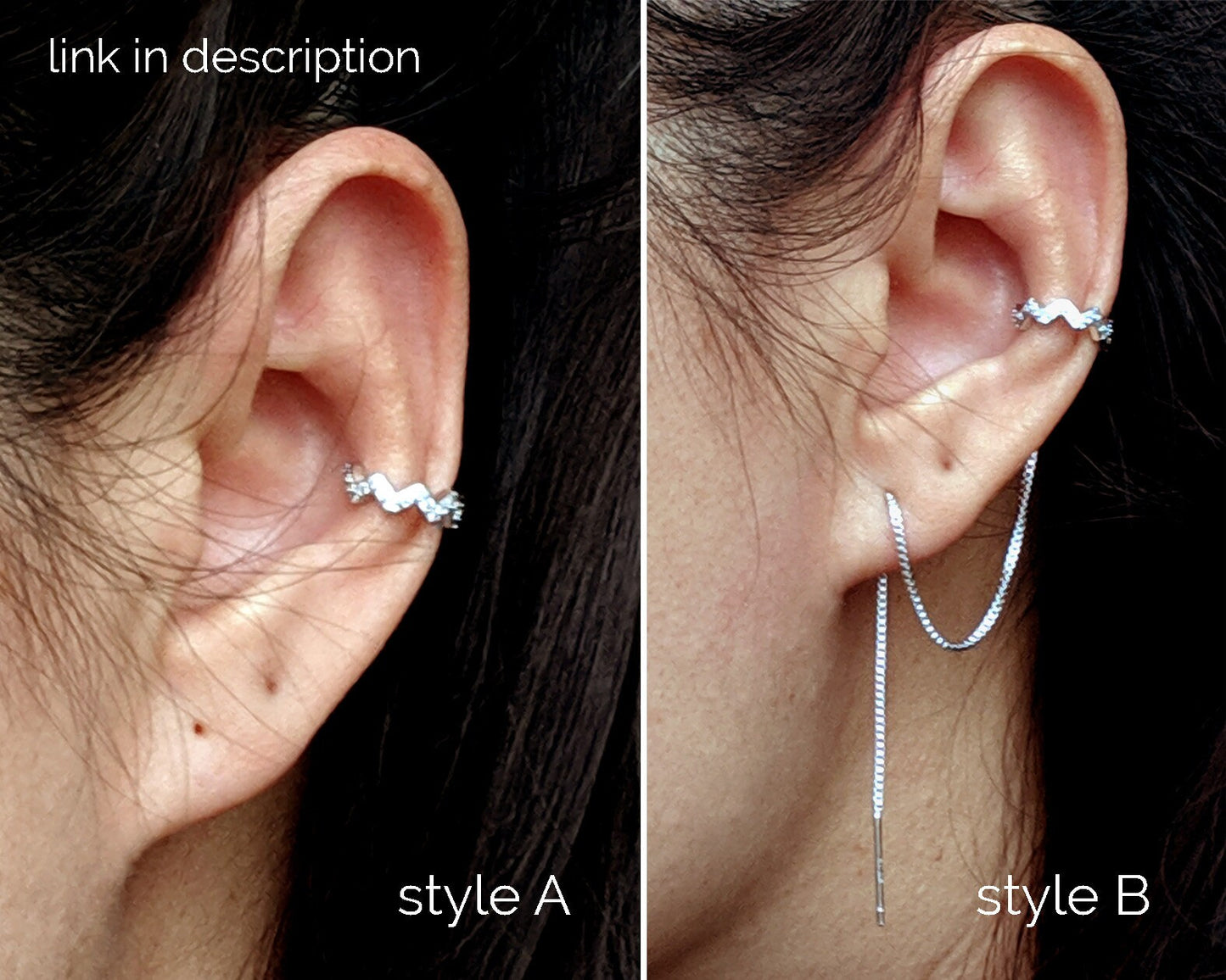 8-way ear jacket earring ft threader earrings in silver or gold  StudioVy   