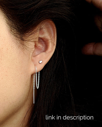 8-way ear jacket earring ft threader earrings in silver or gold  StudioVy   