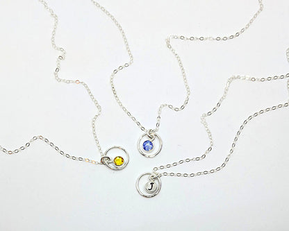 May birthstone necklace with initial & karma necklace, Swarovski emerald  StudioVy   