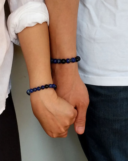 Couple bracelets: I love u Morse code bracelet - lapis lazuli & black onyx  StudioVy   