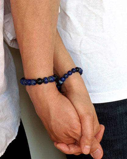 Couple bracelets: I love u Morse code bracelet - lapis lazuli & black onyx  StudioVy   