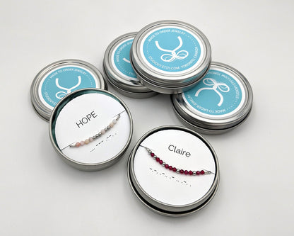 Gemstone Morse code necklace Custom birthstone necklace | Personalized gift  StudioVy   