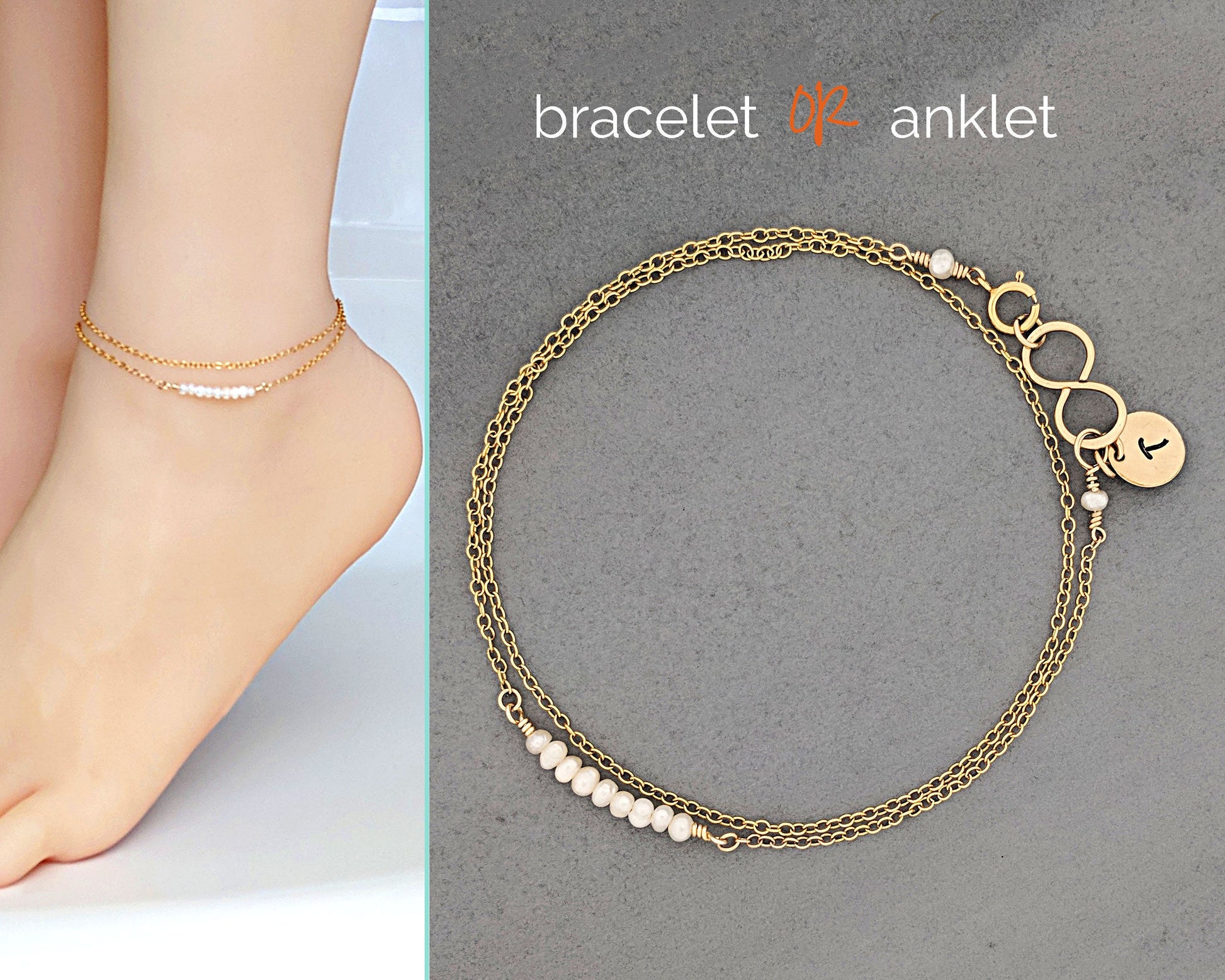 30th birthday gift for her | Seed pearl bracelet/anklet in gold or silver  StudioVy   