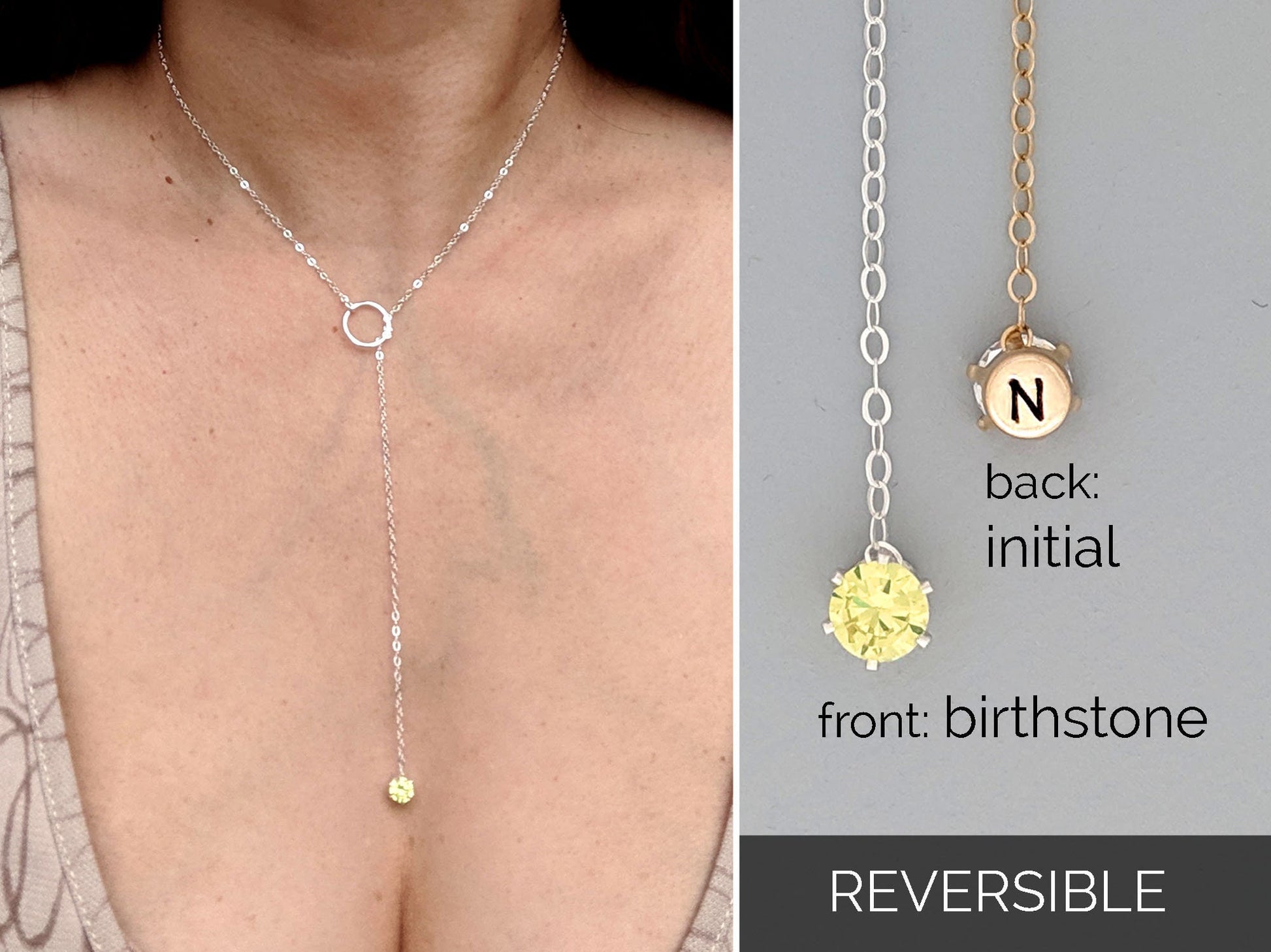 40th birthday gifts women CZ peridot necklace Gold crystal Y necklace Sterling silver lariat necklace August birthstone necklace & initial  studioVy   