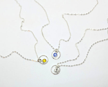 50th birthday gift Women July birthstone necklace w initial & karma circle  StudioVy   