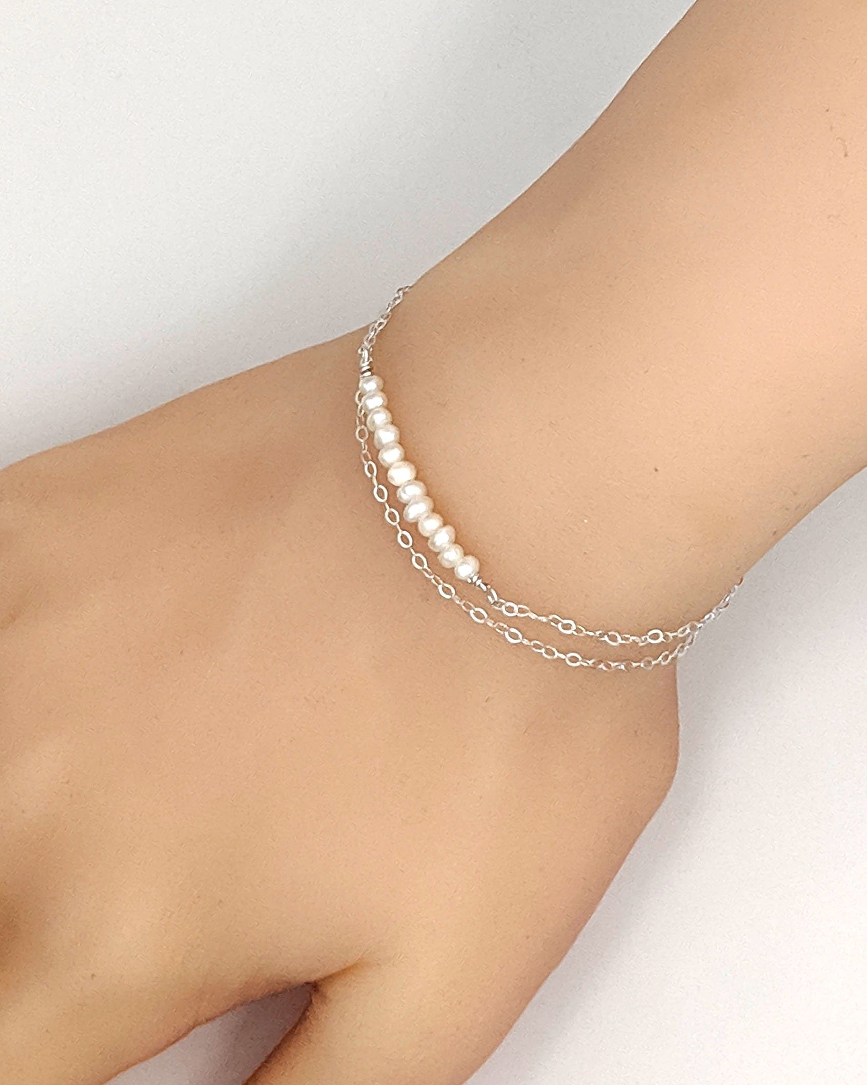 30th birthday gift for her | Seed pearl bracelet/anklet in gold or silver  StudioVy   