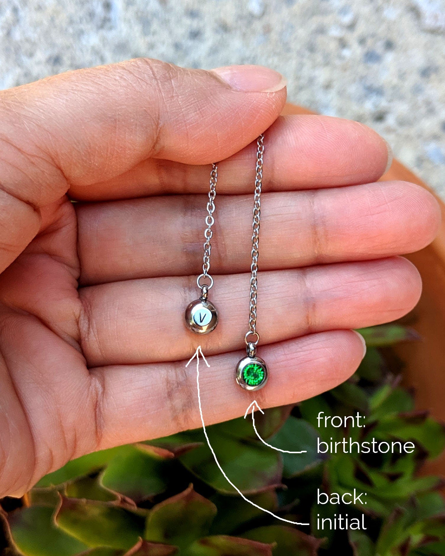 CZ green emerald necklace Open heart bridesmaid lariat necklace 20th-50th birthday gift for women May birthstone necklace Initial necklace  StudioVy   