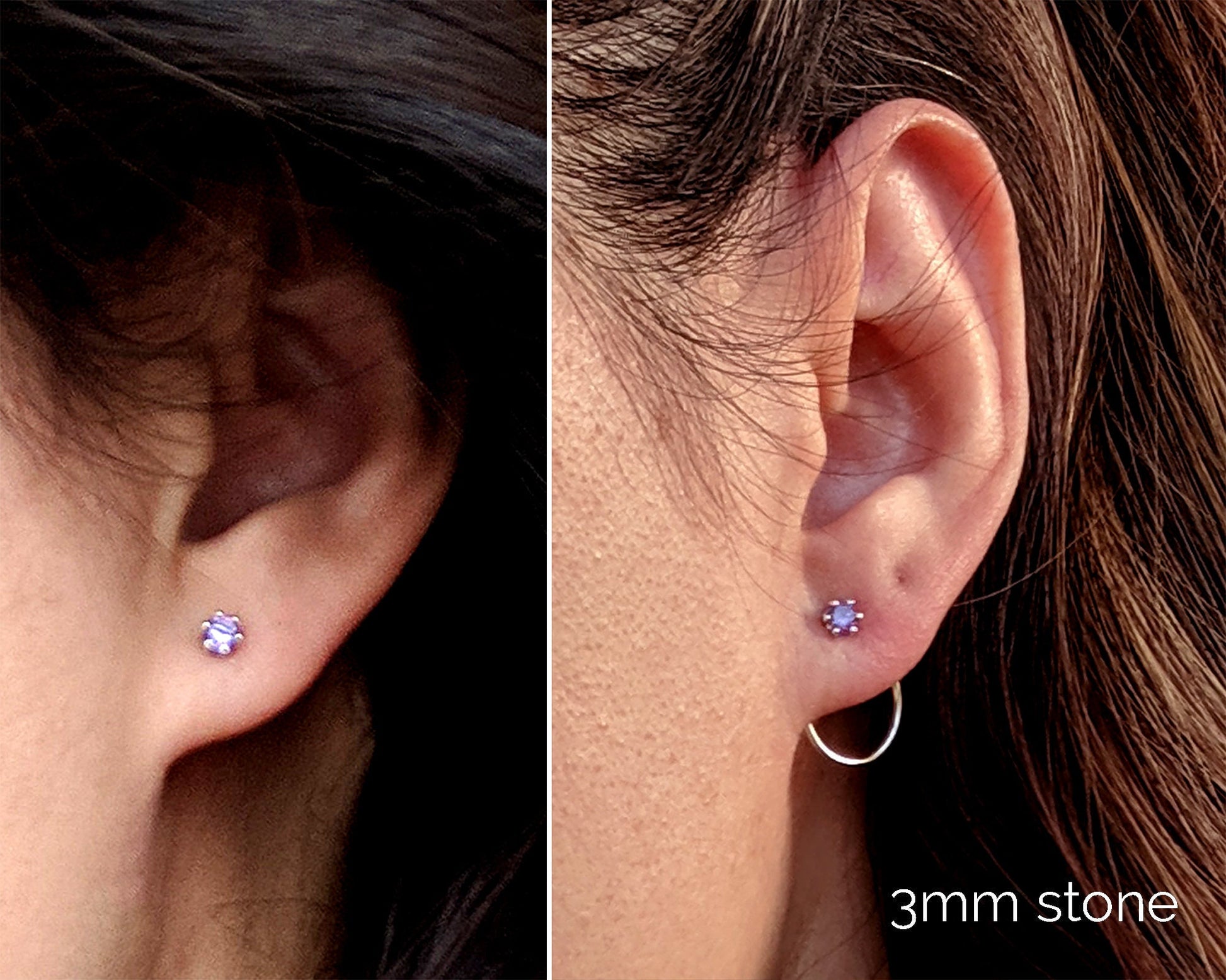 CZ stud earrings, Cubic zirconia birthstone earrings w circle ear jacket  StudioVy   