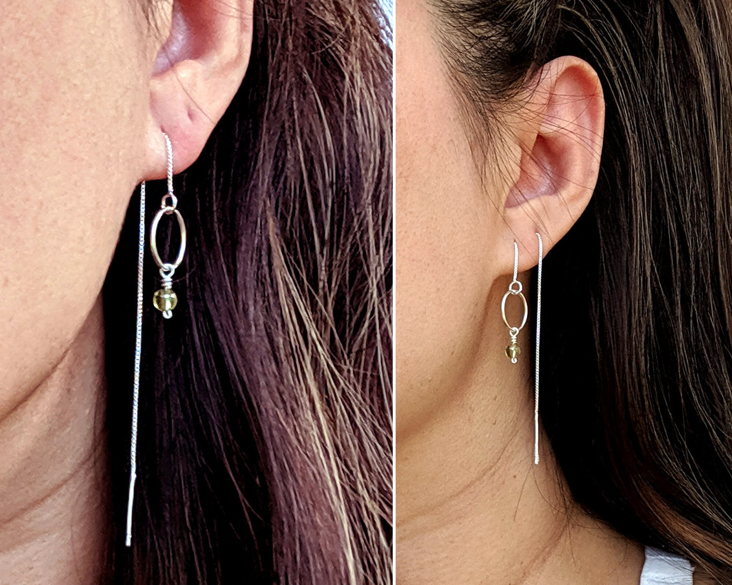 Silver turquoise earrings Bohemian gold threader earrings Double piercing earrings December birthstone earrings 40th birthday gifts Women  studioVy   