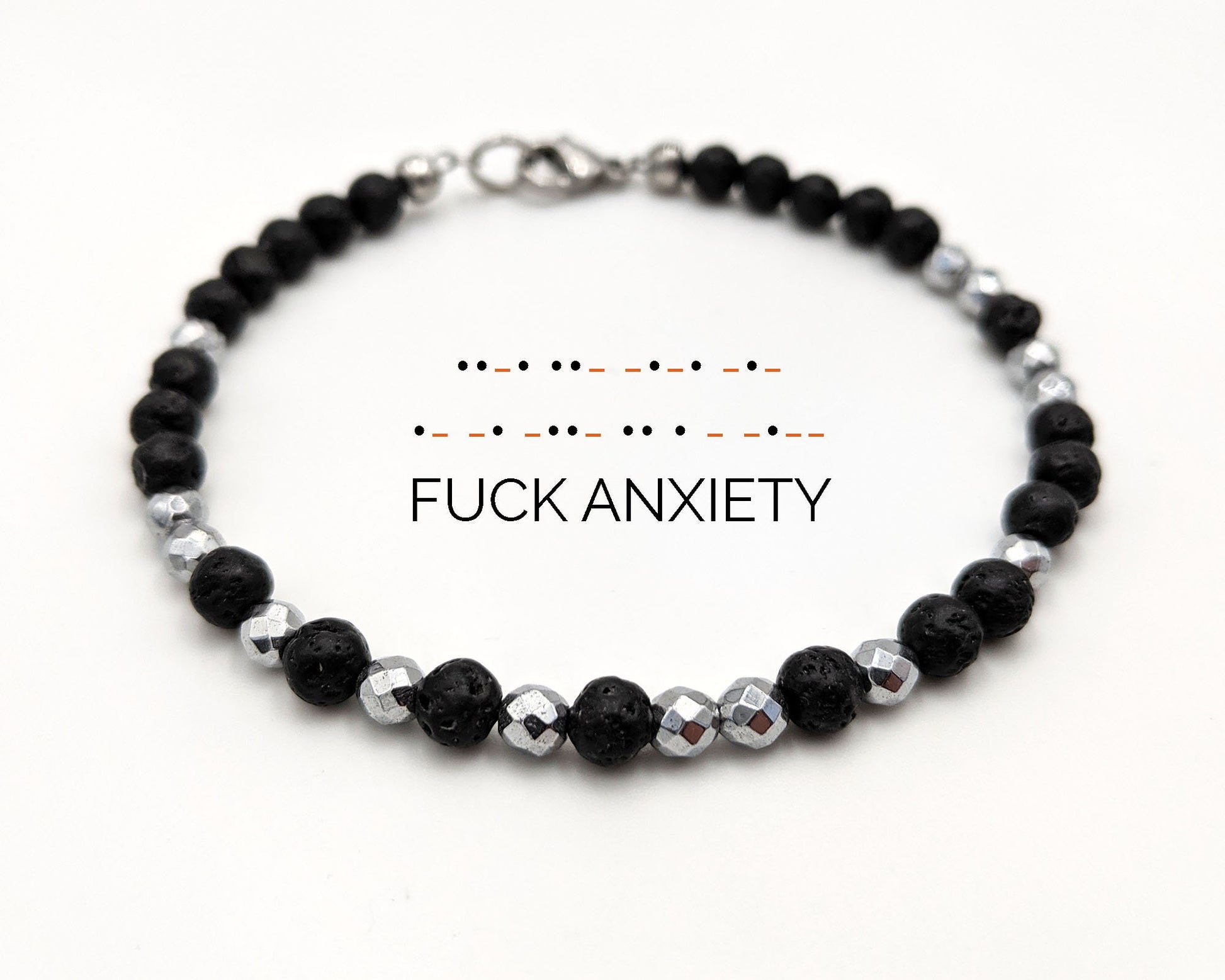 Morse code bracelet Fuck anxiety bracelet Lava rock aromatherapy bracelet  StudioVy   