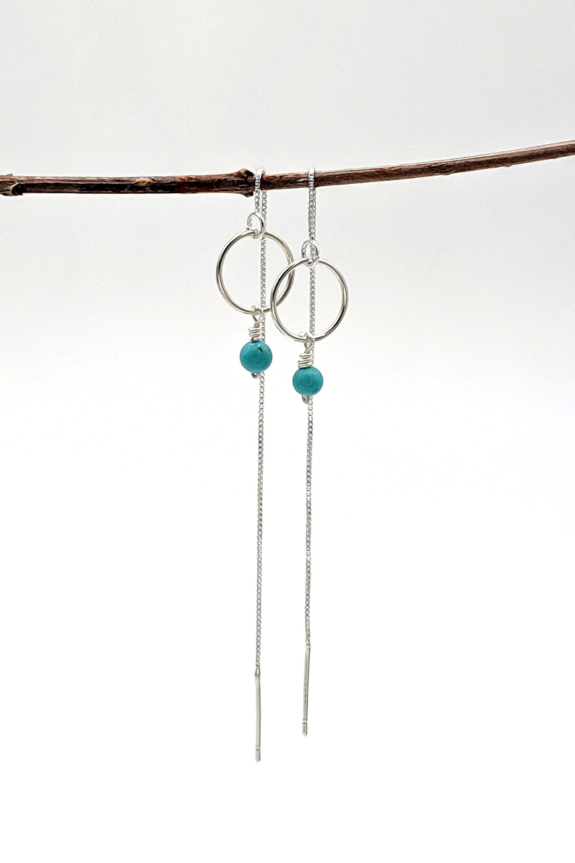 Lava rock earrings Essential oil earrings Diffuser aromatherapy jewelry Long threader earrings Sterling silver black lava stone earrings BFF  StudioVy   