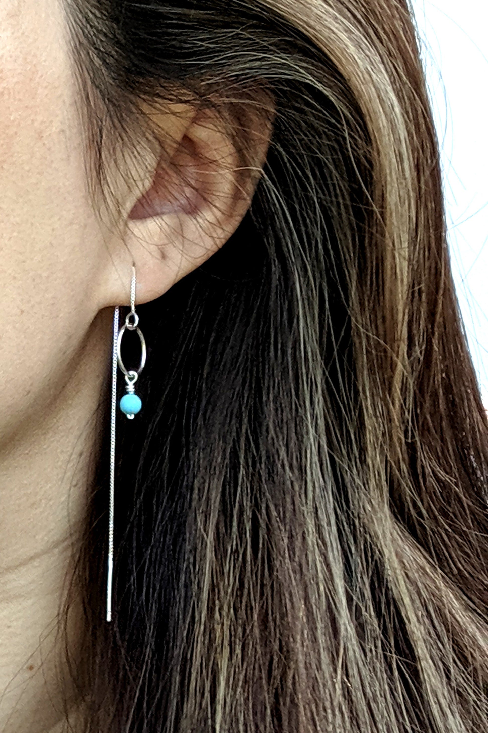 Lava rock earrings Essential oil earrings Diffuser aromatherapy jewelry Long threader earrings Sterling silver black lava stone earrings BFF  StudioVy   