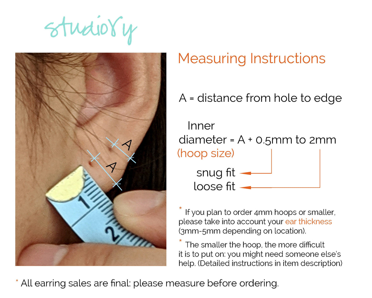 Sterling silver hoops earrings Small hoop earrings Forward helix earring Cartilage hoop Tragus piercing Conch piercing Septum Ring Nose ring  StudioVy   