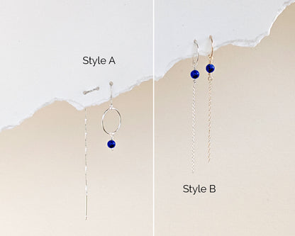Silver turquoise earrings Bohemian gold threader earrings Double piercing earrings December birthstone earrings 40th birthday gifts Women  studioVy   