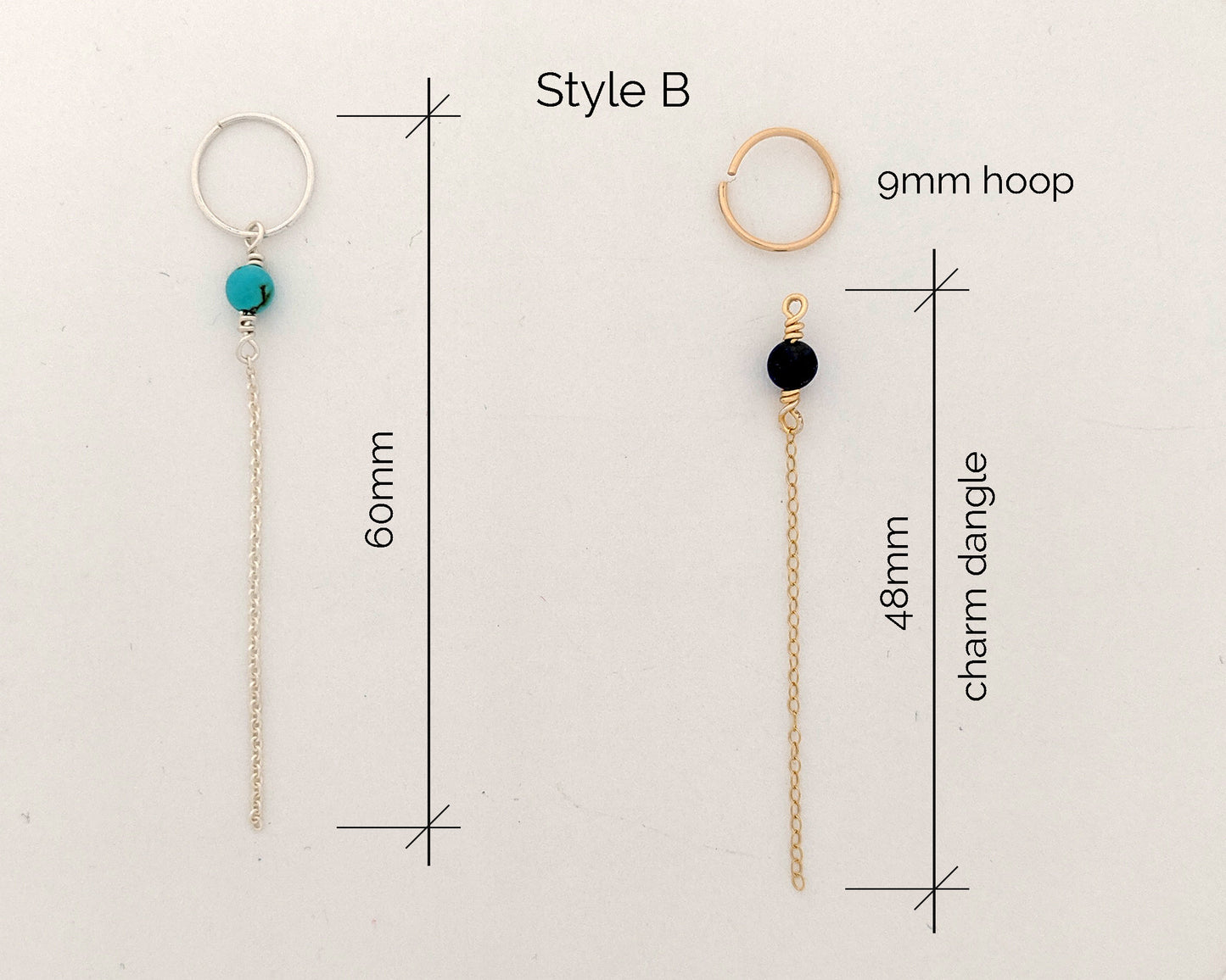 Silver turquoise earrings Bohemian gold threader earrings Double piercing earrings December birthstone earrings 40th birthday gifts Women  studioVy   