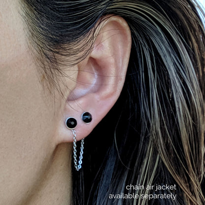 Surgical steel earrings Circle ear jacket/Tiny stud earrings Birthstone/Black crystal & small hoop earrings in gold/stainless Conch piercing  StudioVy   