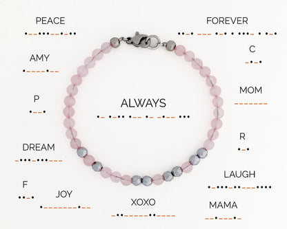 Morse code bracelet Rose quartz bracelet Long distance relationship gifts  StudioVy   