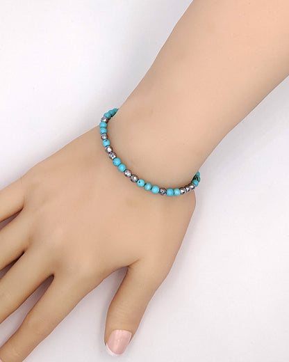 Turquoise bracelet Morse code bracelet Custom December birthstone bracelet  StudioVy   