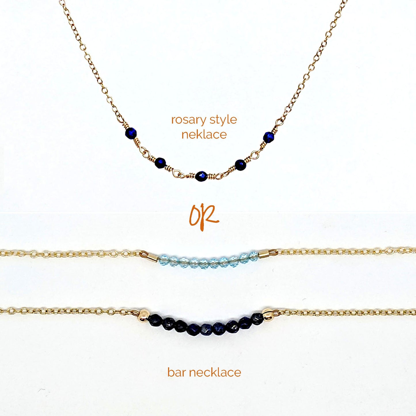 Aquamarine necklace Silver/Gold tiny gemstone choker necklace March birthstone necklace Personalized bar necklace Something blue for bride  StudioVy   