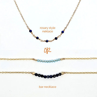 Aquamarine necklace Silver/Gold tiny gemstone choker necklace March birthstone necklace Personalized bar necklace Something blue for bride  StudioVy   