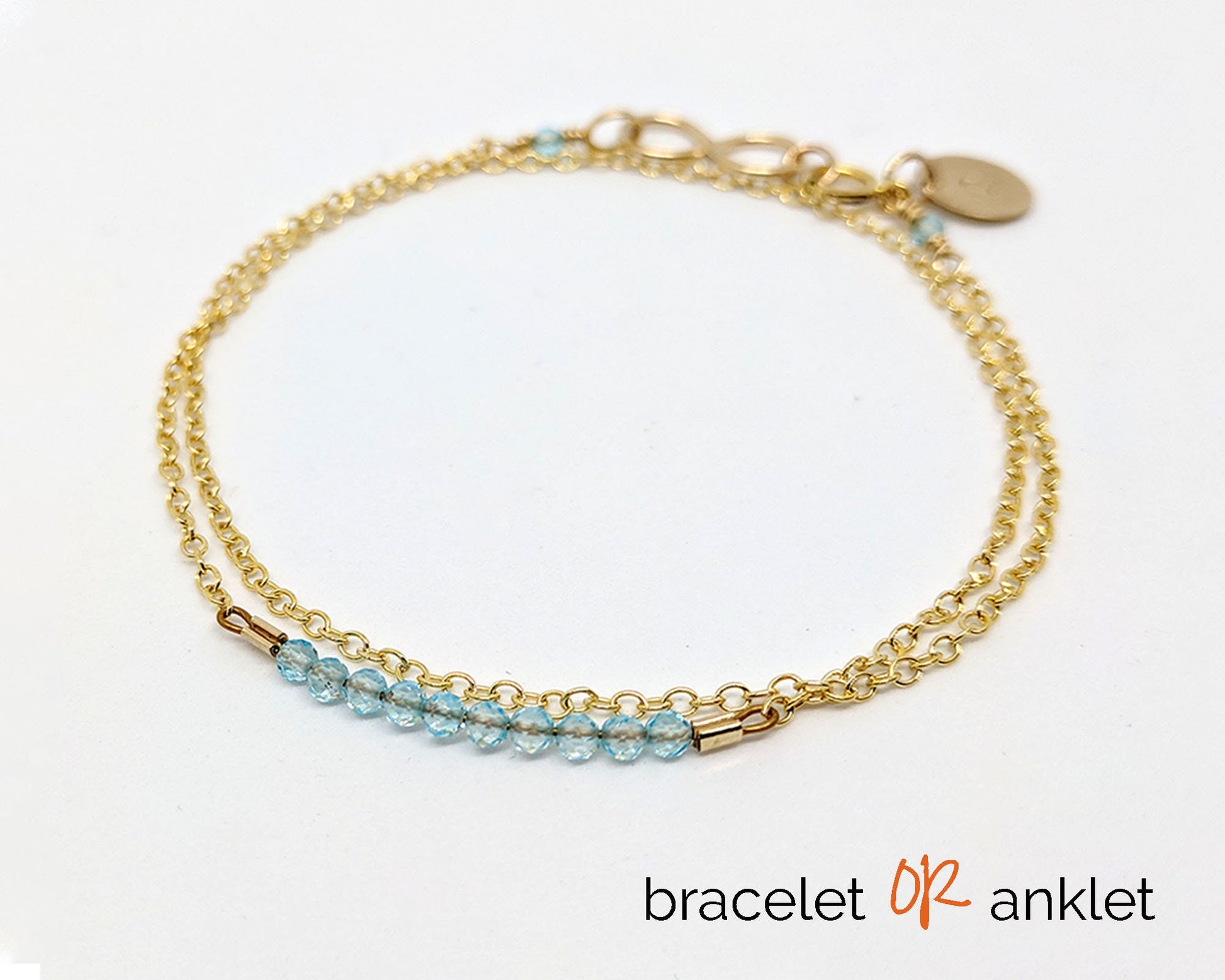 Something blue aquamarine bracelet + initial | March birthstone bracelet  StudioVy   