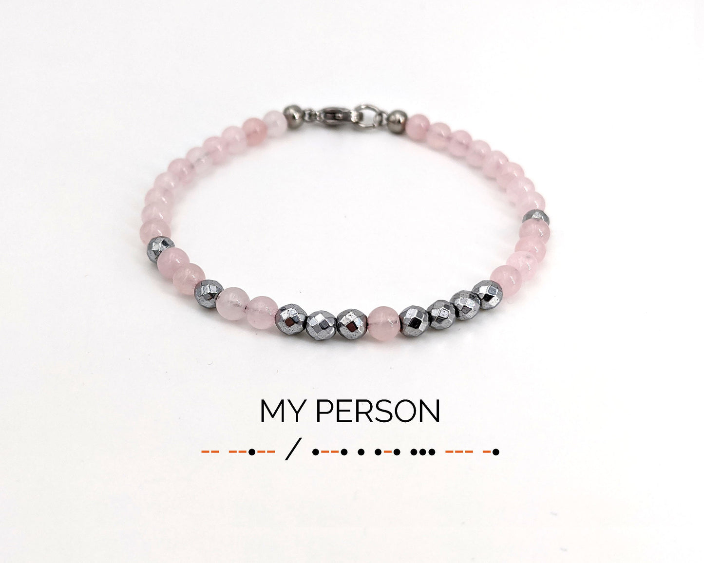 Morse code bracelet Rose quartz bracelet Long distance relationship gifts  StudioVy   