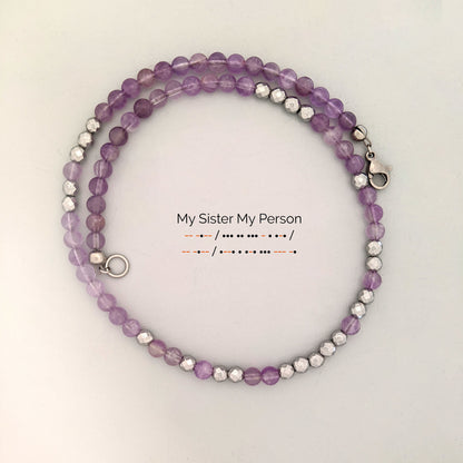 Convertible Morse code bracelet/Choker Morse code necklace with birthstone  StudioVy   