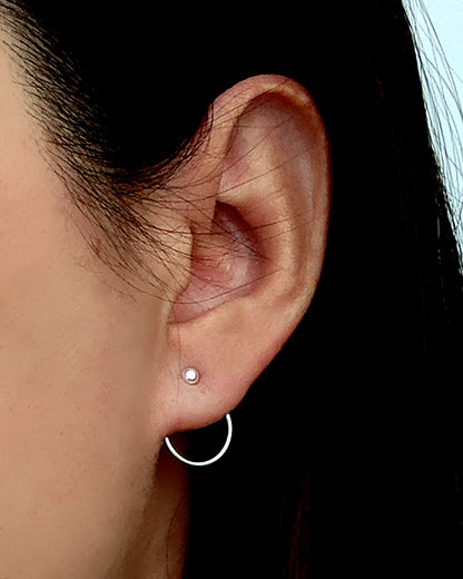 Chain stud earrings Circle ear jackets Threader earrings w/ tiny ball posts  StudioVy   