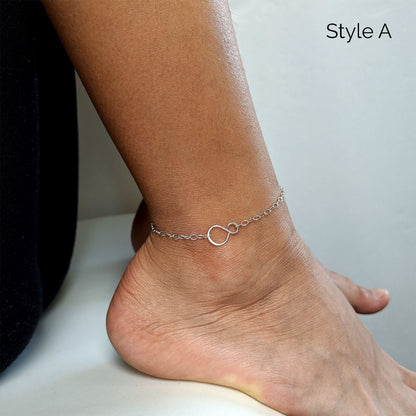 Cowrie shell anklet/ankle bracelet with infinity & gemstone birthstone  StudioVy   