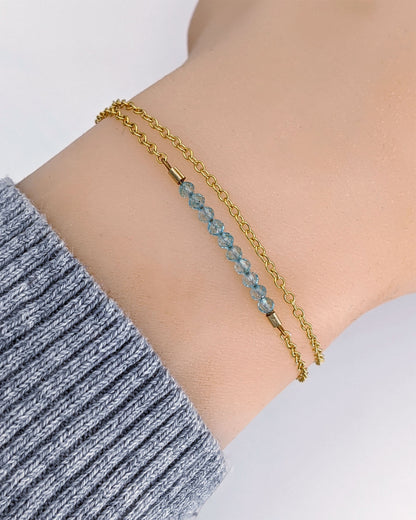 Something blue aquamarine bracelet + initial | March birthstone bracelet  StudioVy   