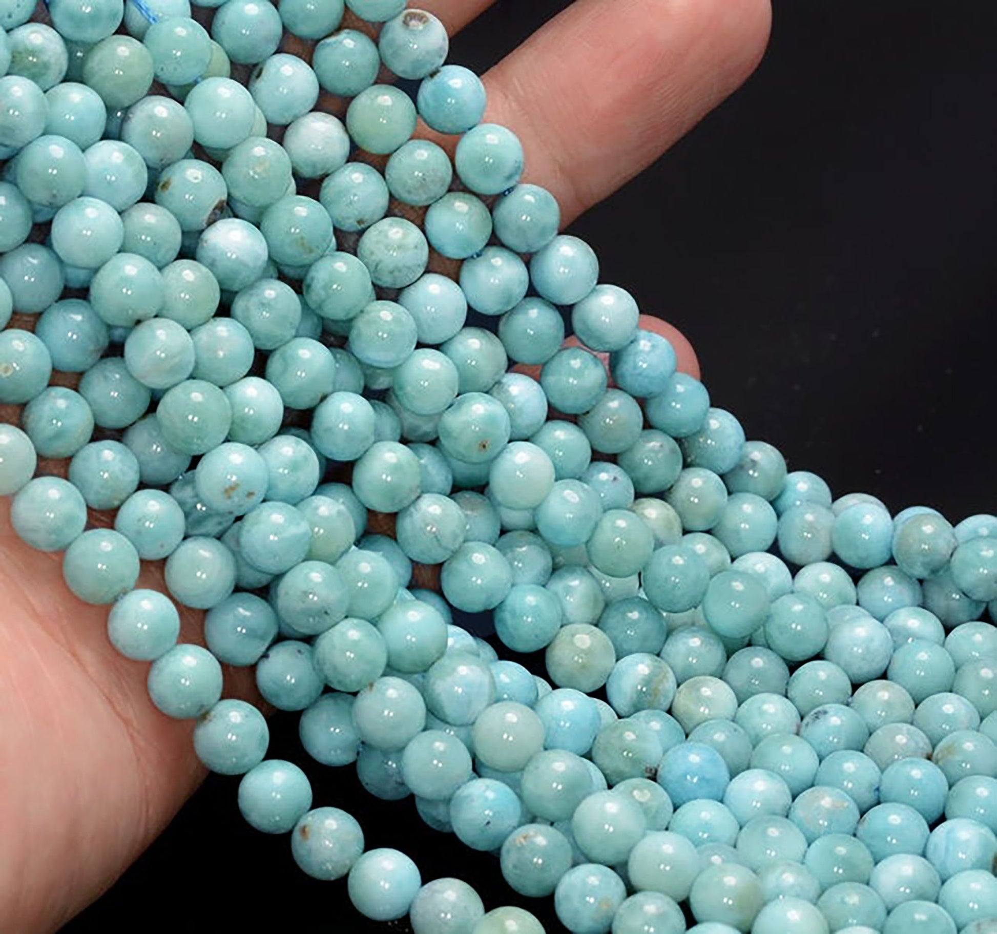 Genuine larimar necklace Beaded gemstone bar necklace Something blue for bride Beach jewelry Mother of the bride gift from daughter/groom  StudioVy   