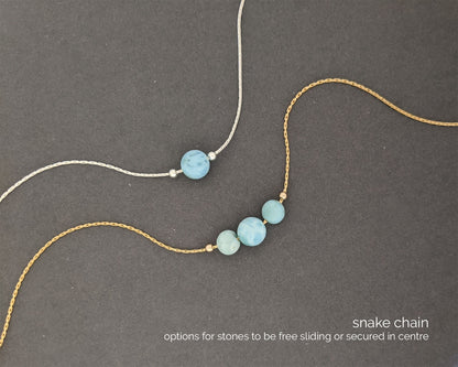 Genuine larimar necklace Beaded gemstone bar necklace Something blue for bride Beach jewelry Mother of the bride gift from daughter/groom  StudioVy   