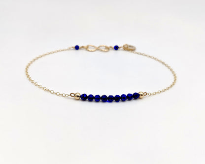 Dainty sapphire bracelet with initial September birthstone bracelet/anklet  StudioVy   