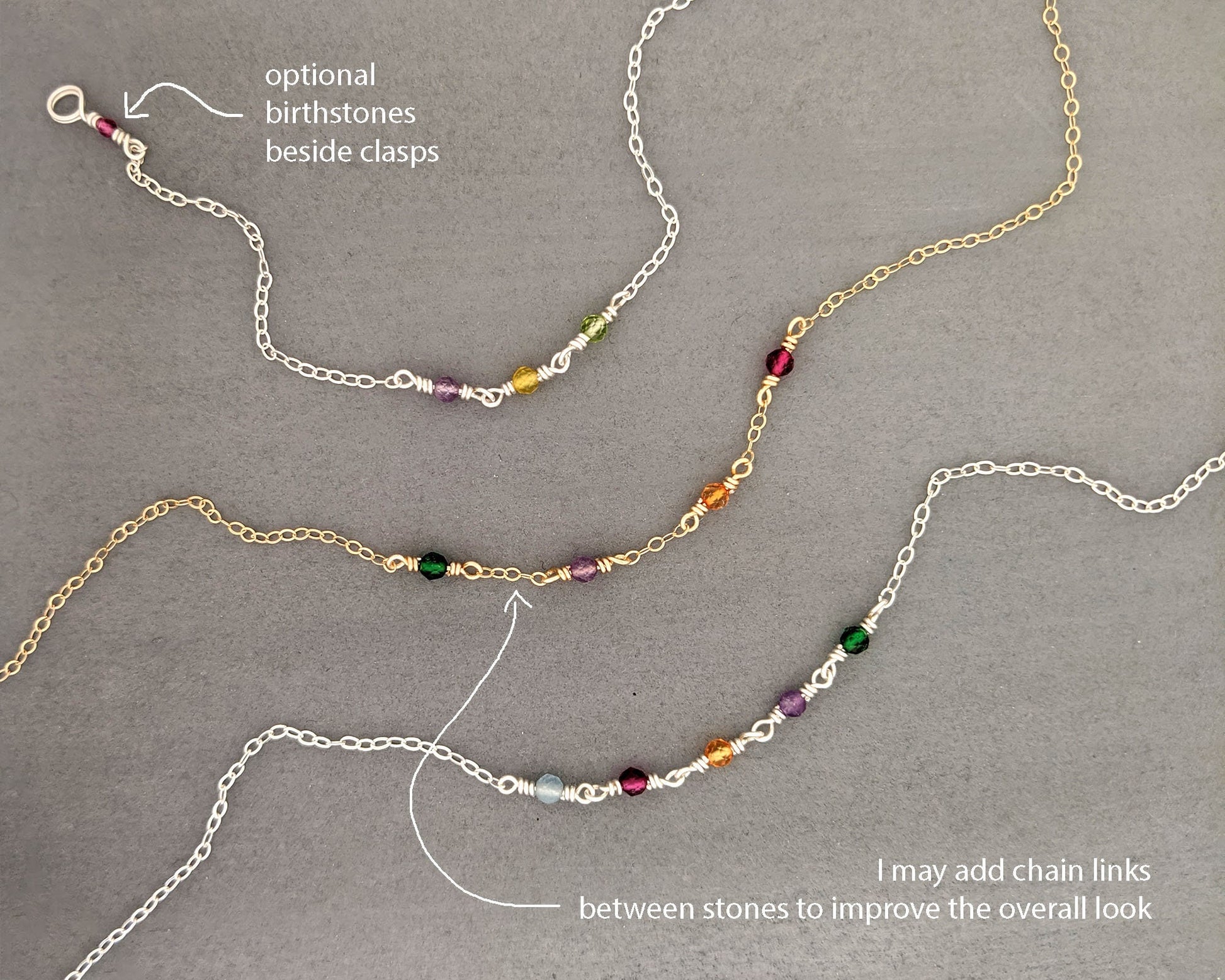 Multi gemstone necklace Grandma necklace Birthstone family necklace  StudioVy   