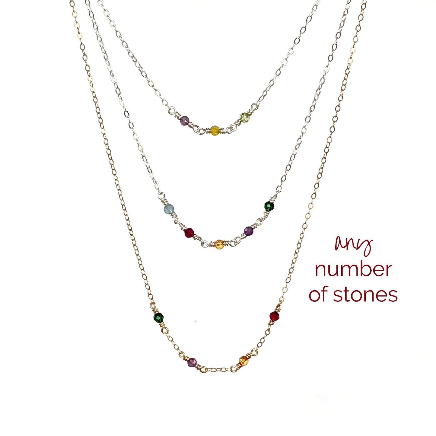 Multi gemstone necklace Grandma necklace Birthstone family necklace  StudioVy   