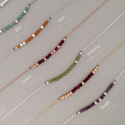 Gemstone Morse code necklace Custom birthstone necklace | Personalized gift  StudioVy   