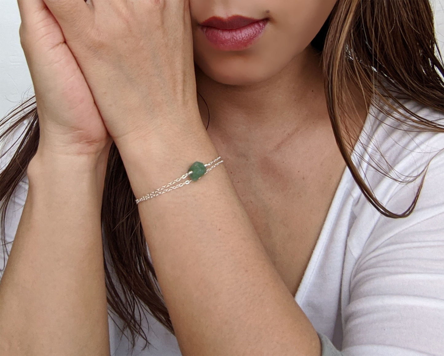 June birthstone bracelet Rainbow moonstone bracelet Raw stone wrap bracelet  StudioVy   