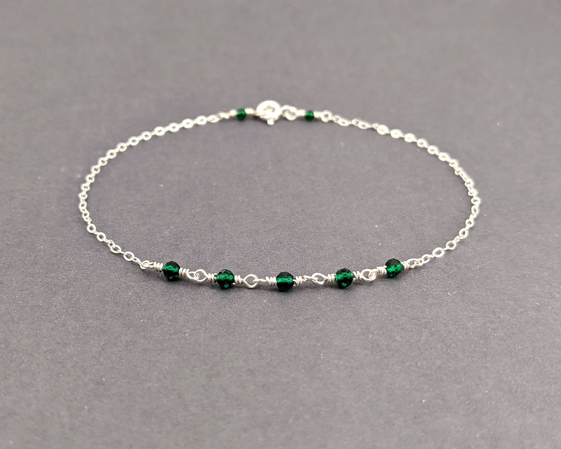 Natural emerald bracelet May birthstone bracelet Dainty rosary bracelet  StudioVy   