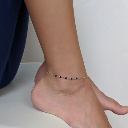 Dainty sapphire bracelet with initial September birthstone bracelet/anklet  StudioVy   