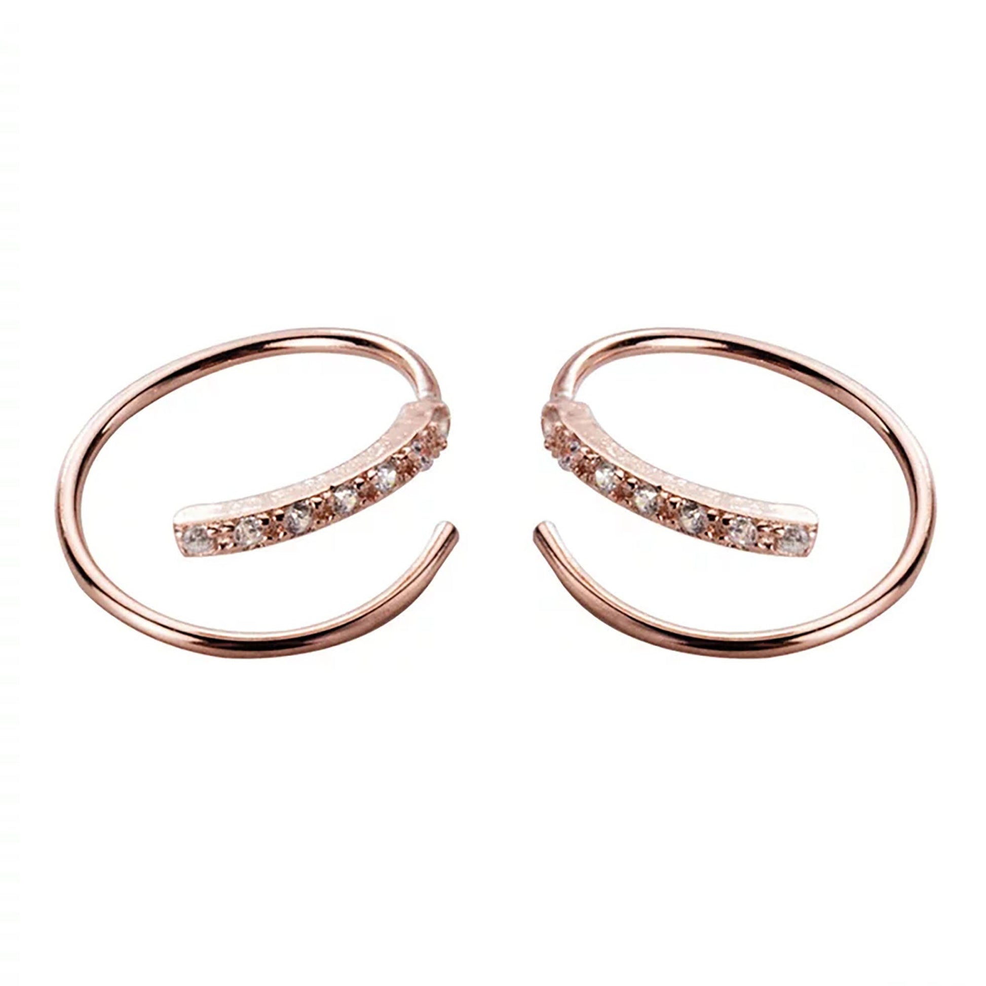 Single or Double piercing earrings | CZ double spiral hoop earrings  StudioVy   