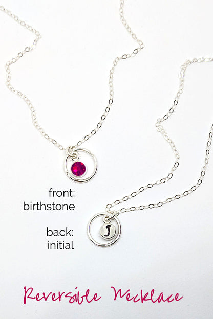 50th birthday gift Women July birthstone necklace w initial & karma circle  StudioVy   