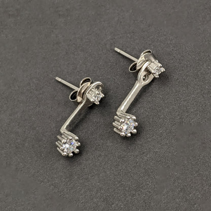 Ear jackets earrings CZ diamond front back earrings, silver/Rose/Gold  StudioVy   