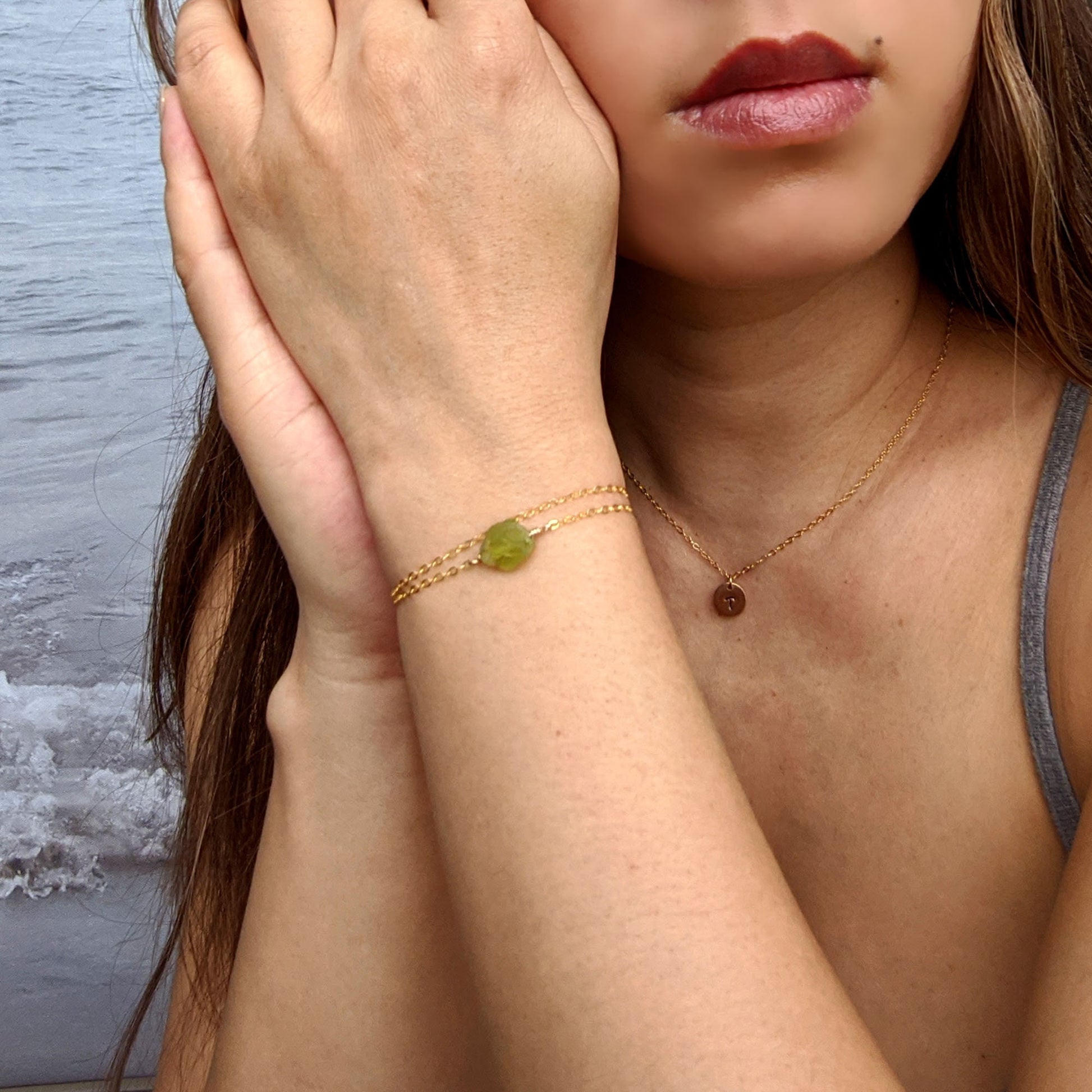 June birthstone bracelet Rainbow moonstone bracelet Raw stone wrap bracelet  StudioVy   