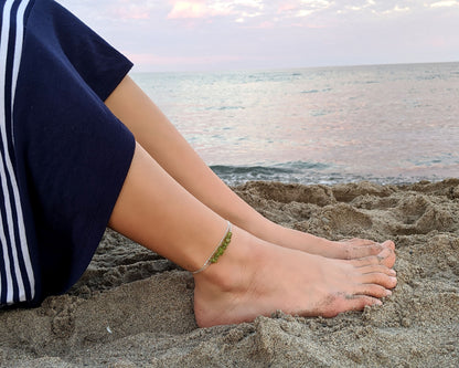 Gold filled anklet | Gemstone Ankle bracelet | Beach anklet with raw stone  StudioVy   