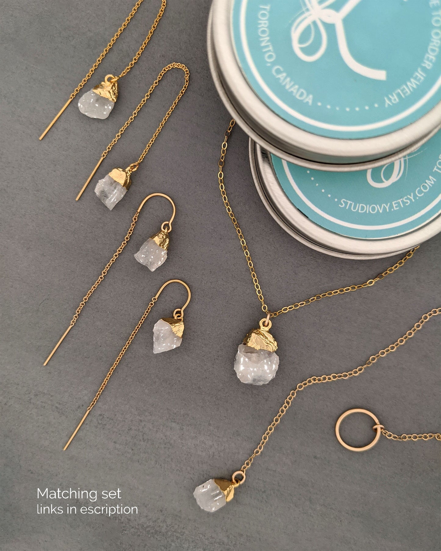 Raw aquamarine earrings Chain threader earrings Sterling silver raw gemstone earrings 40th birthday gifts Women raw crystal earrings drop  StudioVy   