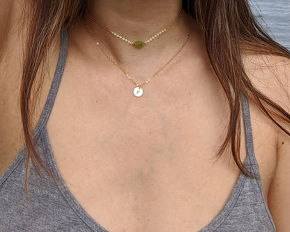 S-L Raw peridot necklace Raw stone necklace August birthstone necklace Green gemstone choker silver Raw crystal necklace Short/long necklace  StudioVy   