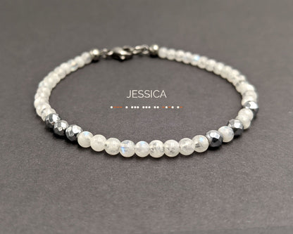 Custom Morse code bracelet Moonstone bracelet June birthstone bracelet  StudioVy   