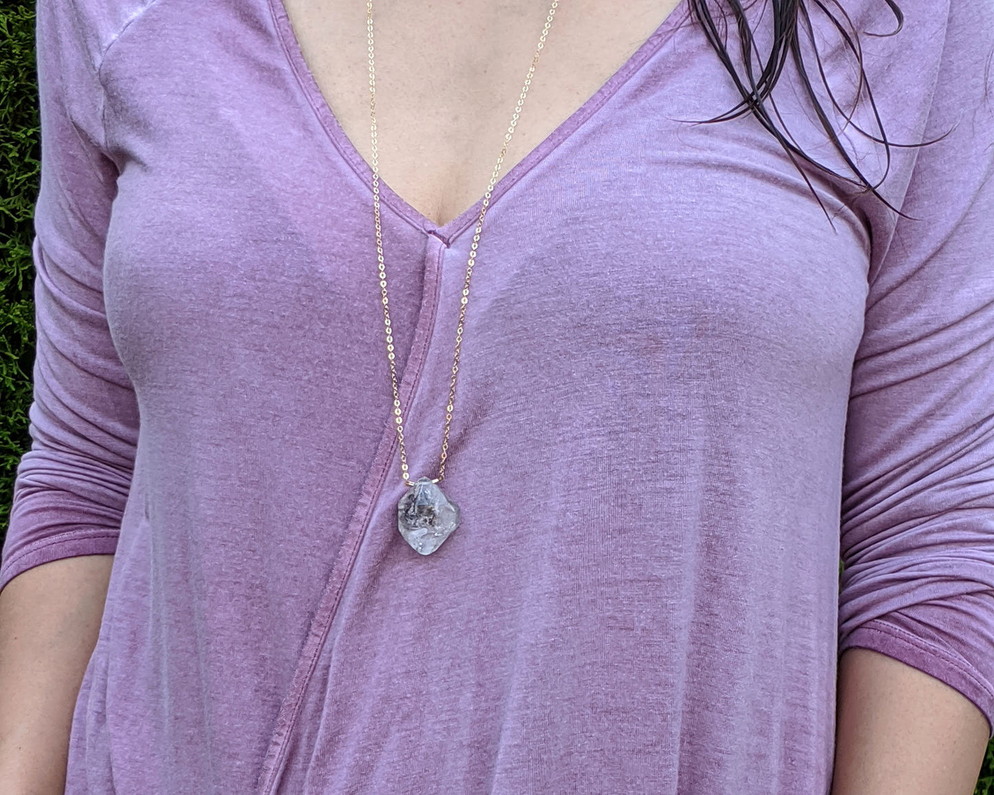 Raw diamond necklace ≈28 Ct Herkimer diamond necklace Raw gemstone necklace Herkimer diamond pendant Chakra raw crystal necklace Gold/Silver  StudioVy   