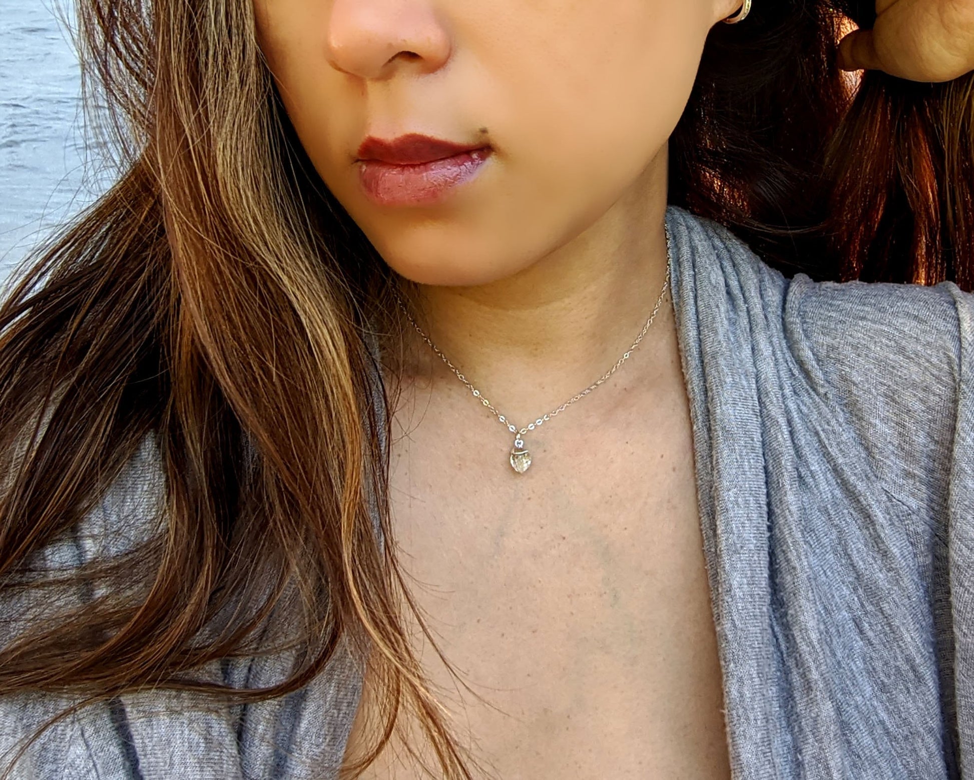 Raw citrine necklace Natural citrine pendant Silver-Gold electroformed jewelry crystal Raw gemstone necklace November birthstone necklace  StudioVy   
