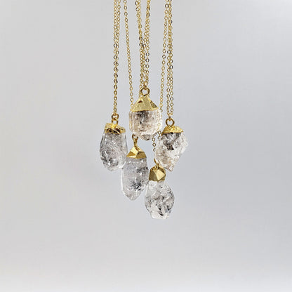Raw diamond necklace ≈28 Ct Herkimer diamond necklace Raw gemstone necklace Herkimer diamond pendant Chakra raw crystal necklace Gold/Silver  StudioVy   